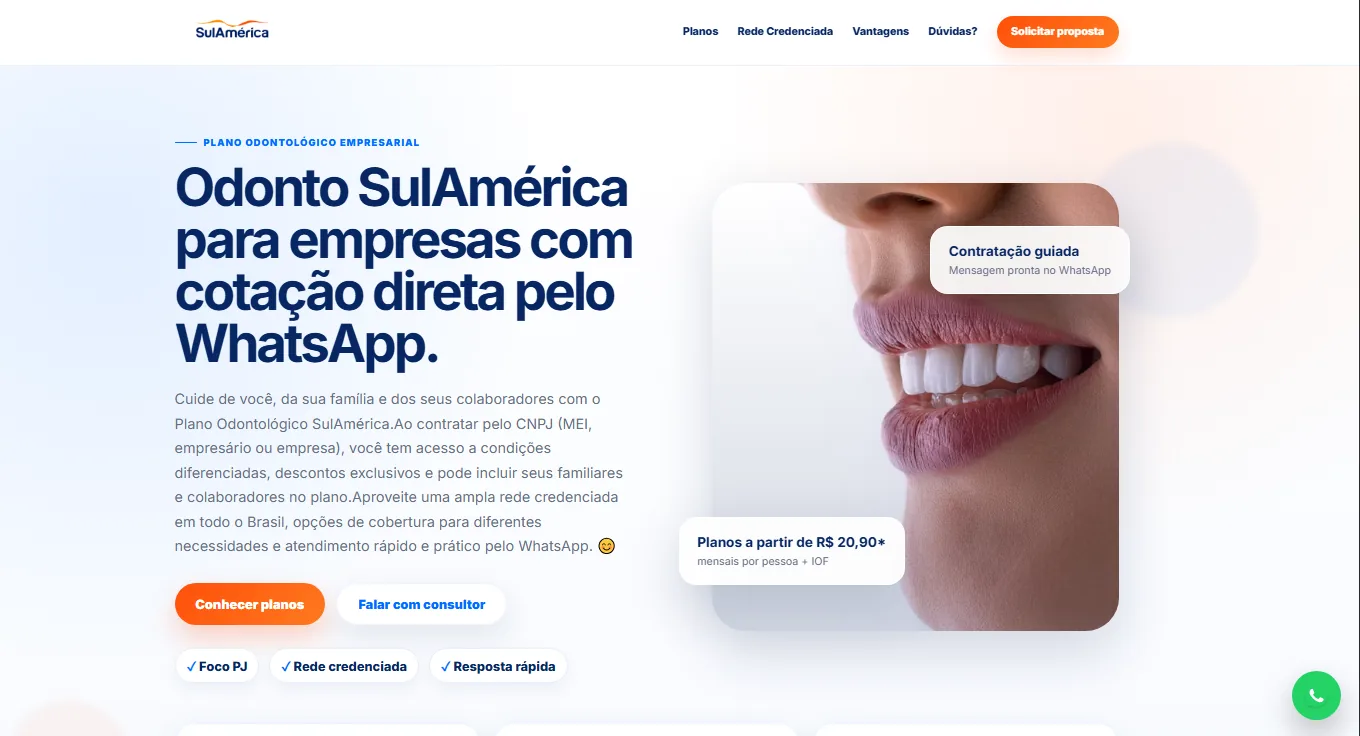 Site entregue para Odonto SulAmerica Empresas