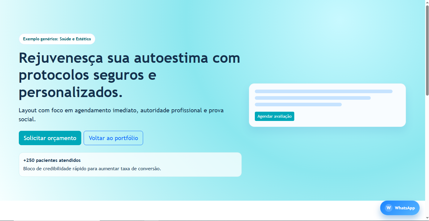 Miniatura do exemplo de landing page para clínica estética